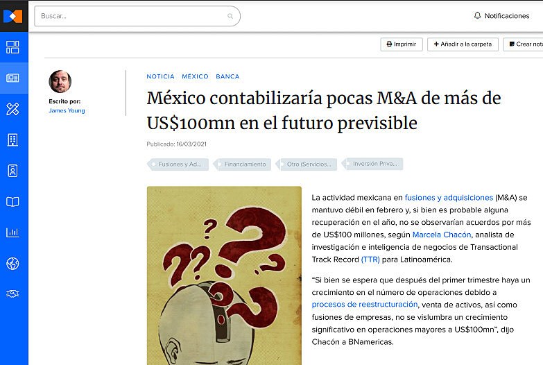 Mxico contabilizara pocas M&A de ms de US$100mn en el futuro previsible